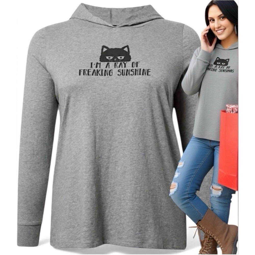 TORRID‎ Cat Freaking Sunshine Classic Heritage Hoodie T-Shirt  NWT Size 2X